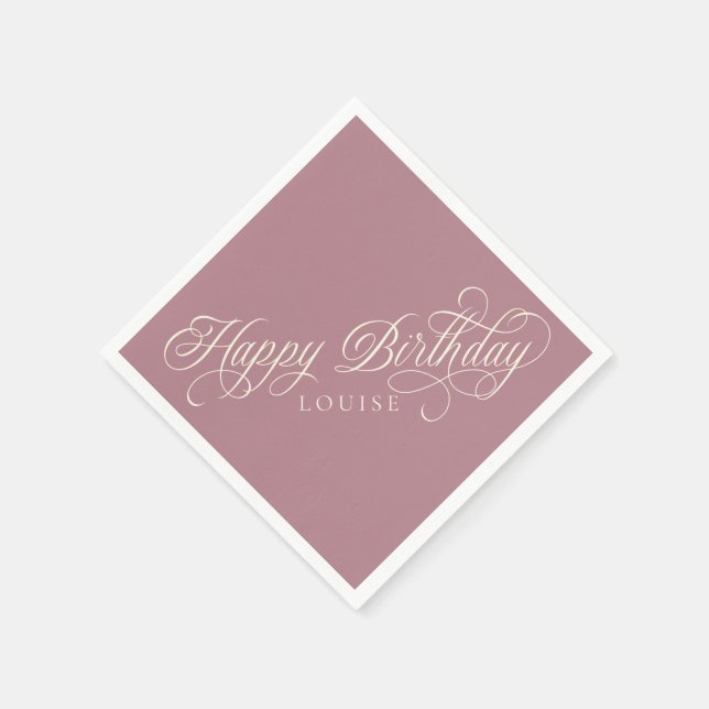Guardanapo De Papel Personalizado de script Elegante Happy Birthday (Canto)