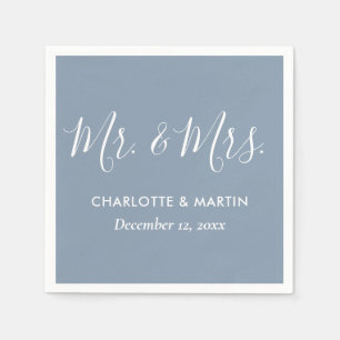 Guardanapo De Papel Personalizado Dusty Blue Sr. e Sra. Wedding