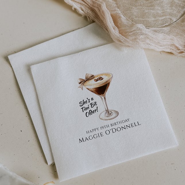Guardanapo De Papel Personalizado Napkins 19º Aniversário Martini (Criador carregado)