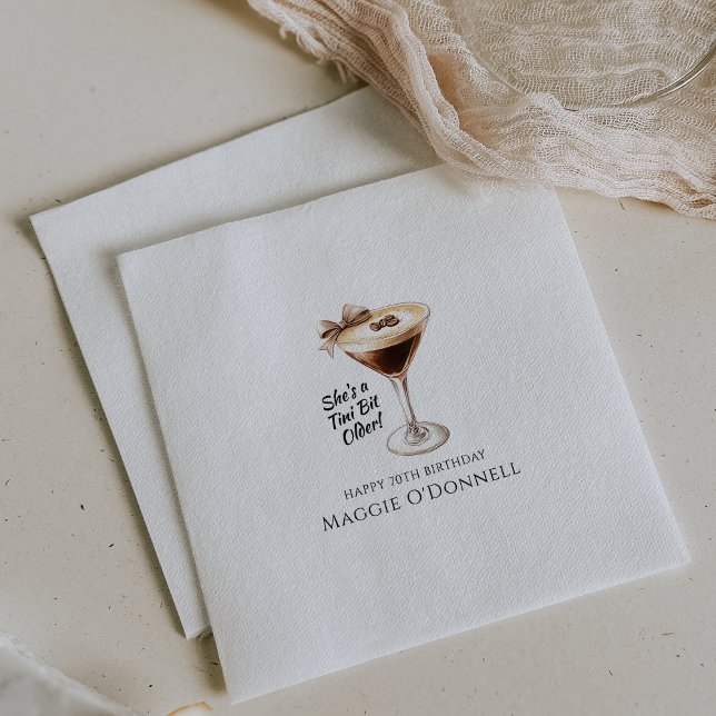 Guardanapo De Papel Personalizado Napkins 70 Birthday Martini (Criador carregado)