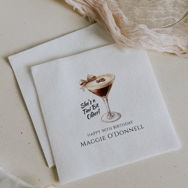 Guardanapo De Papel Personalizado Napkins 90 Birthday Martini (Criador carregado)
