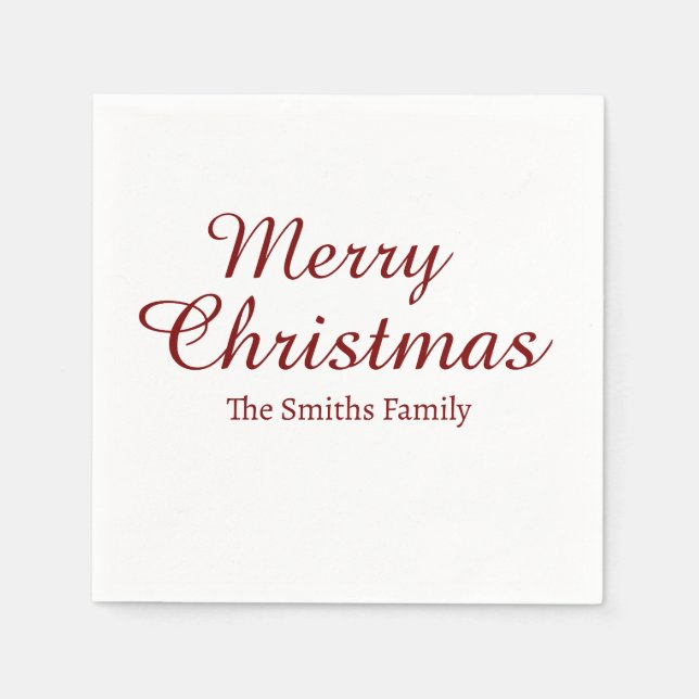 Guardanapo De Papel Personalizado Nome Moderno de Merry Natal (Frente)