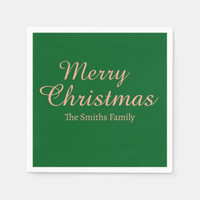 Guardanapo De Papel Personalizado Nome Moderno de Merry Natal (Frente)