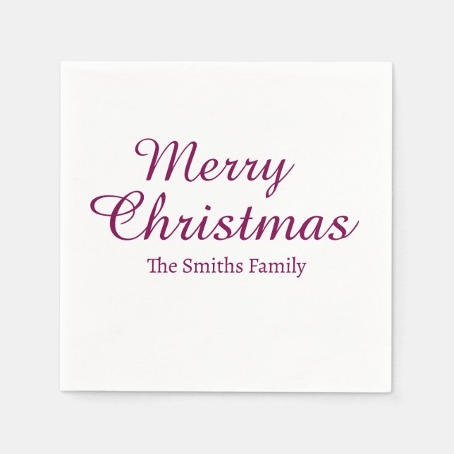Guardanapo De Papel Personalizado Nome Moderno de Merry Natal (Frente)