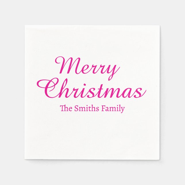 Guardanapo De Papel Personalizado Nome Moderno de Merry Natal (Frente)