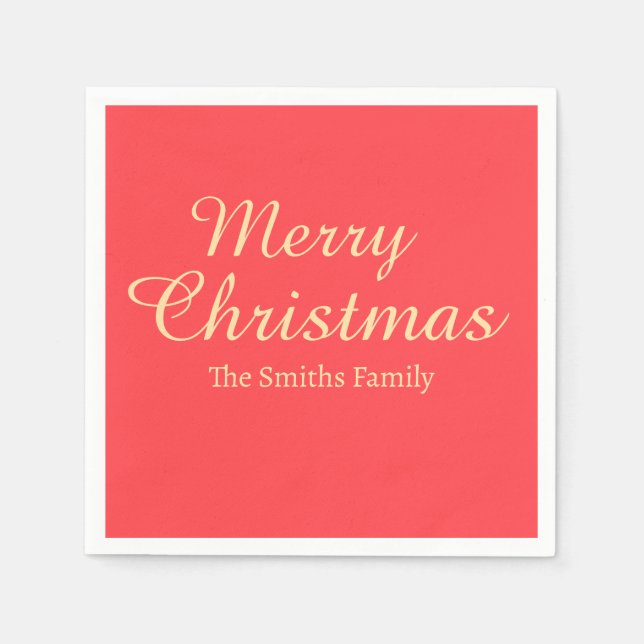 Guardanapo De Papel Personalizado Nome Moderno de Merry Natal (Frente)