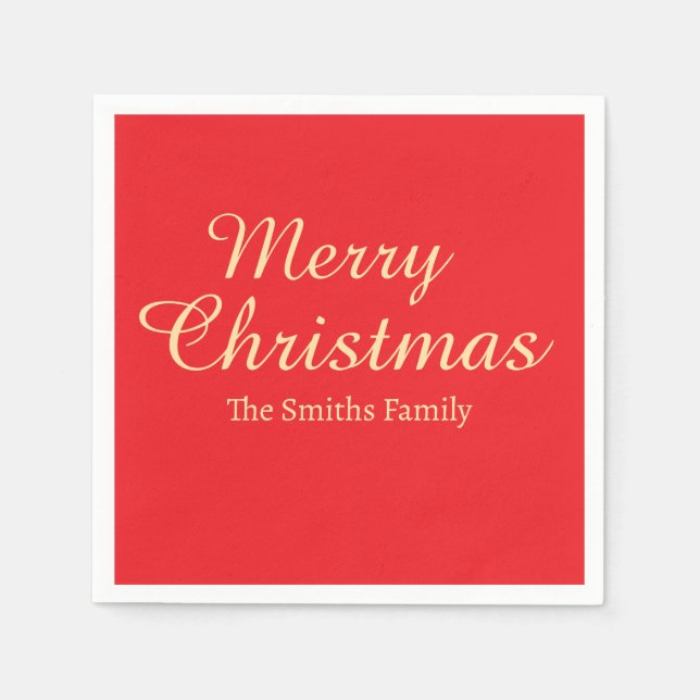Guardanapo De Papel Personalizado Nome Moderno de Merry Natal (Frente)