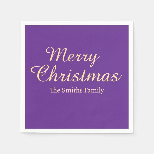 Guardanapo De Papel Personalizado Nome Moderno de Merry Natal (Frente)