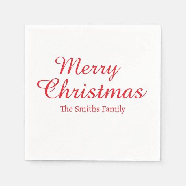 Guardanapo De Papel Personalizado Nome Moderno de Merry Natal (Frente)