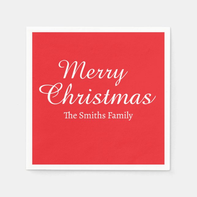 Guardanapo De Papel Personalizado Nome Moderno de Merry Natal (Frente)