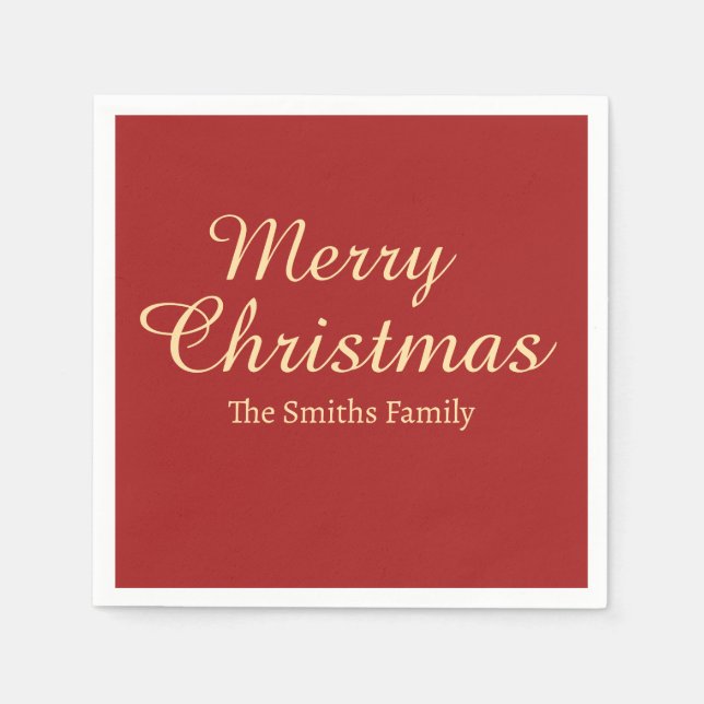 Guardanapo De Papel Personalizado Nome Moderno de Merry Natal (Frente)