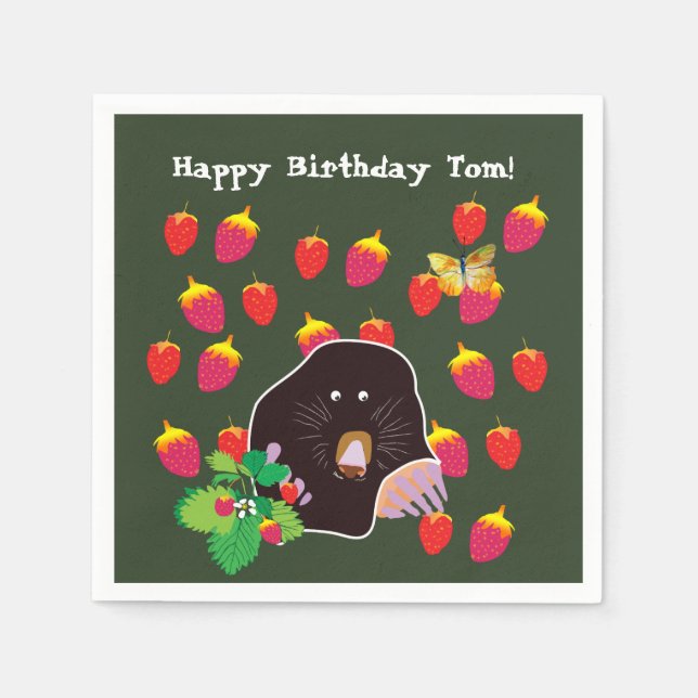 Guardanapo De Papel Personalizado para Morangos Primavera (Frente)