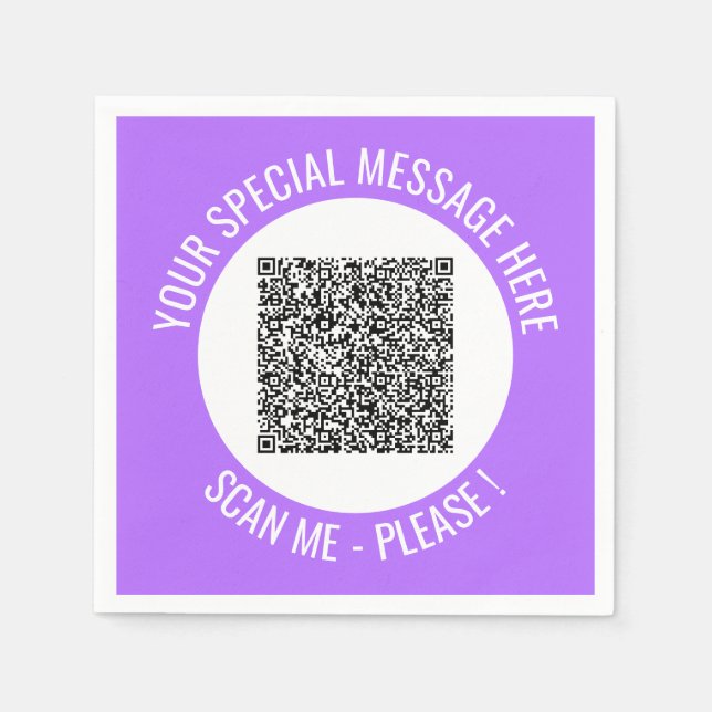 Guardanapo De Papel Personalizado seu código QR Nápoles com texto pers (Frente)