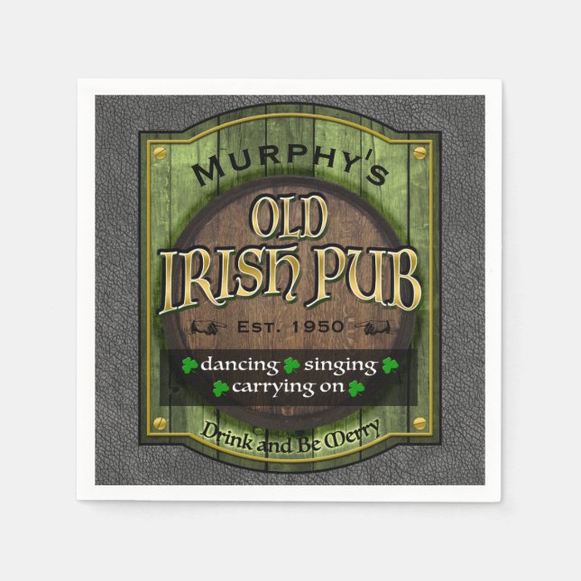 Guardanapo De Papel Personalizado, Símbolo Pub Irlandês (Frente)