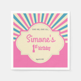 Guardanapo De Papel Personalizado, tema Circus, primeiro aniversário,