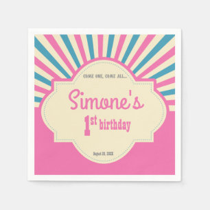 Guardanapo De Papel Personalizado, tema Circus, primeiro aniversário,