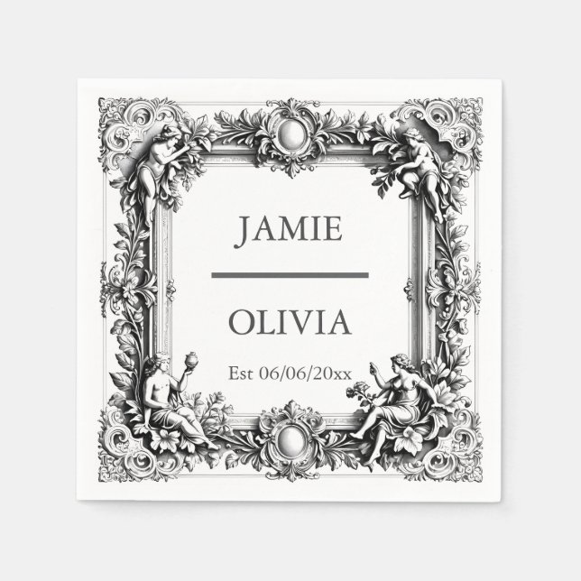 Guardanapo De Papel Personalizado Vitoriano de Rolagem Napkin - casame (Frente)