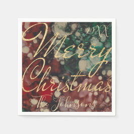 Guardanapo De Papel Personalizar a Design Dourada Vermelha do Natal