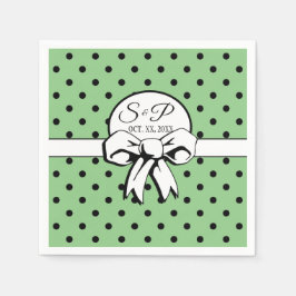 Guardanapo De Papel Personalizar Arco Branco Verde e Bolinhas Preta