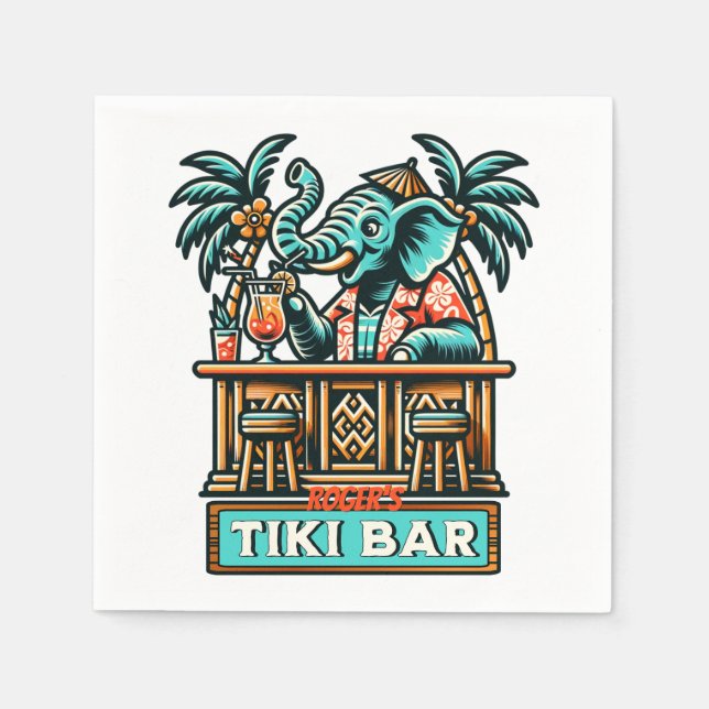 Guardanapo De Papel Personalizar Bar Tiki do Elefante Retroativo (Frente)