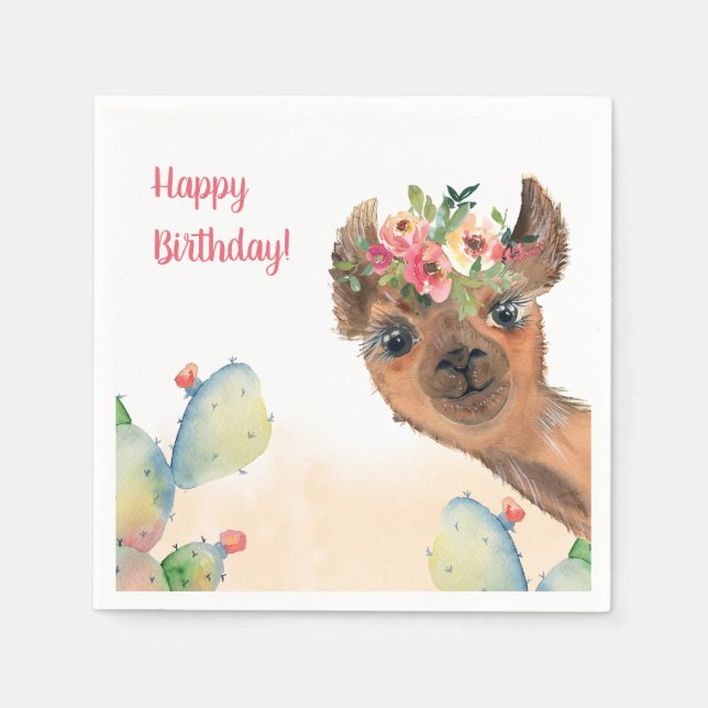 Guardanapo De Papel Personalizar Boho Llama (Frente)