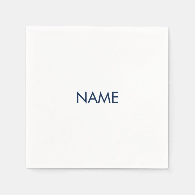 Guardanapo De Papel Personalizar com nome, branco de marinho minimalis (Frente)