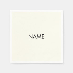 Guardanapo De Papel Personalizar com nome, marfim preto minimalista de