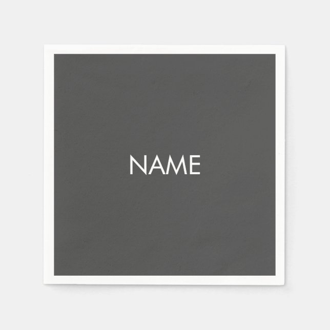 Guardanapo De Papel Personalizar com nome, texto com cinza de carvão m (Frente)