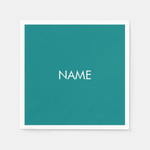 Guardanapo De Papel Personalizar com o nome, texto mínimo branco teal