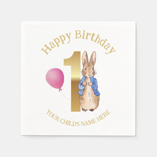 Guardanapo De Papel Personalizar Feliz Aniversário Nome Peter o Rabbit (Frente)