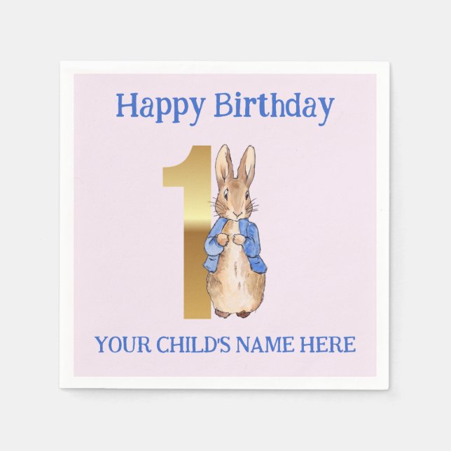 Guardanapo De Papel Personalizar Feliz Aniversário Nome Peter o Rabbit (Frente)