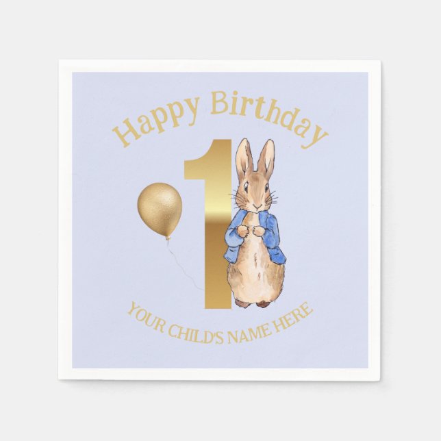 Guardanapo De Papel Personalizar Feliz Aniversário Nome Peter o Rabbit (Frente)