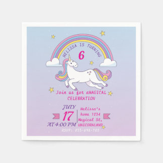 Guardanapo De Papel Personalizar Festa de aniversário Unicorn Napkins