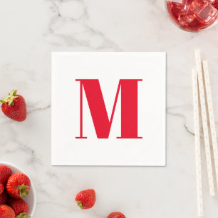 Guardanapo De Papel Personalizar monograma branco vermelho inicial