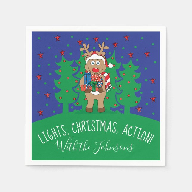 Guardanapo De Papel Personalizar o Cocktail Napkins Reindeer (Frente)