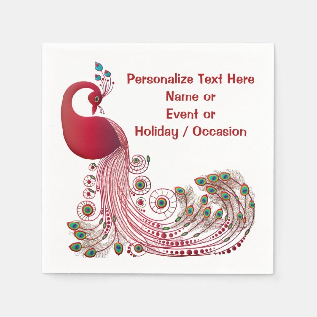 Guardanapo De Papel Personalizar ou Personalizar Pavão Vermelho Borgon (Frente)