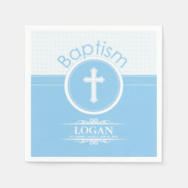 Guardanapo De Papel Personalizável, Menino Azul Filho de Deus Batismo