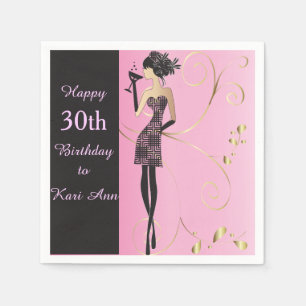 Guardanapo De Papel Personalize o aniversário elegante para ela