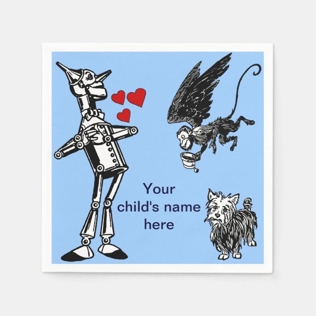 Guardanapo De Papel Personalize-o: Mágico de Oz, Homem-Lata, Macaco-To (Frente)