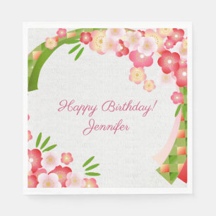 Guardanapo De Papel Personalize o nome e o texto das flores de cereja