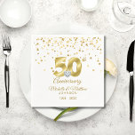 Guardanapo De Papel Personalized 50th Golden Wedding Anniversary<br><div class="desc">Custom,  personalized 50th golden wedding anniversary disposable paper napkins.  Gold color with faux gold confetti with large 50 numbers and faux diamond heart in middle.   See matching items.</div>