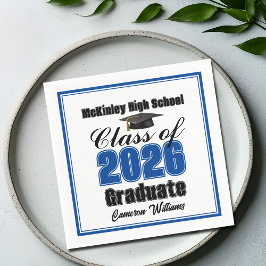 Guardanapo De Papel Personalized Blue Class of 2026 Graduation Party