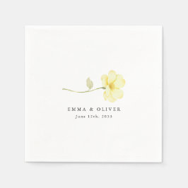 Guardanapo De Papel Personalized Butter Yellow Ivory Floral Wedding