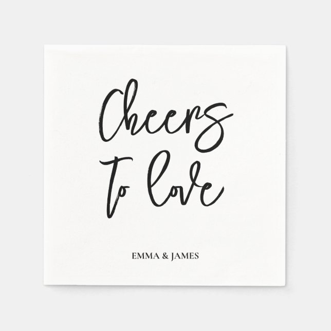 Guardanapo De Papel Personalized Cheers Wedding Rustic Hand lettering  (Frente)