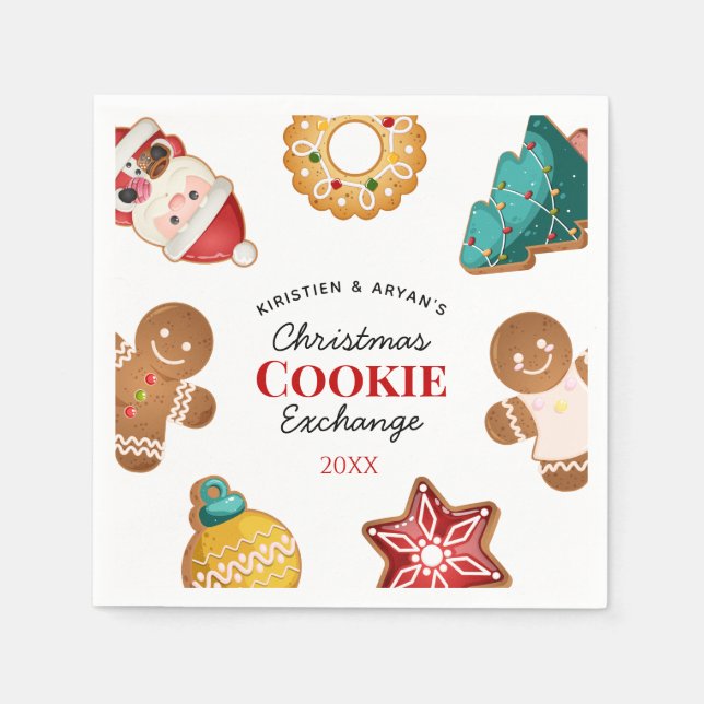 Guardanapo De Papel Personalized Christmas Cookie Exchange Gingerbread (Frente)