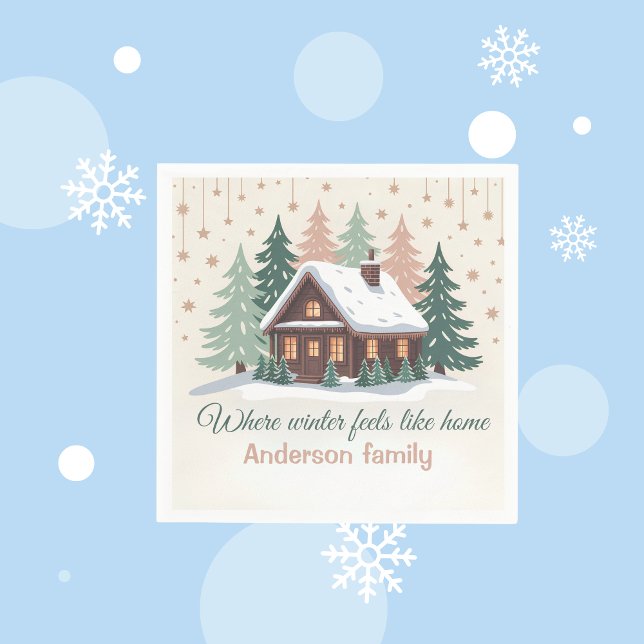 Guardanapo De Papel Personalized Christmas Winter Cabin (Criador carregado)