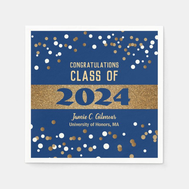 Guardanapo De Papel Personalized Class of 2023 blue Graduation Party (Frente)