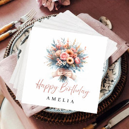 Guardanapo De Papel Personalized Floral Birthday Napkins Custom Name