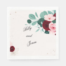 Personalized Floral Wedding Napkins