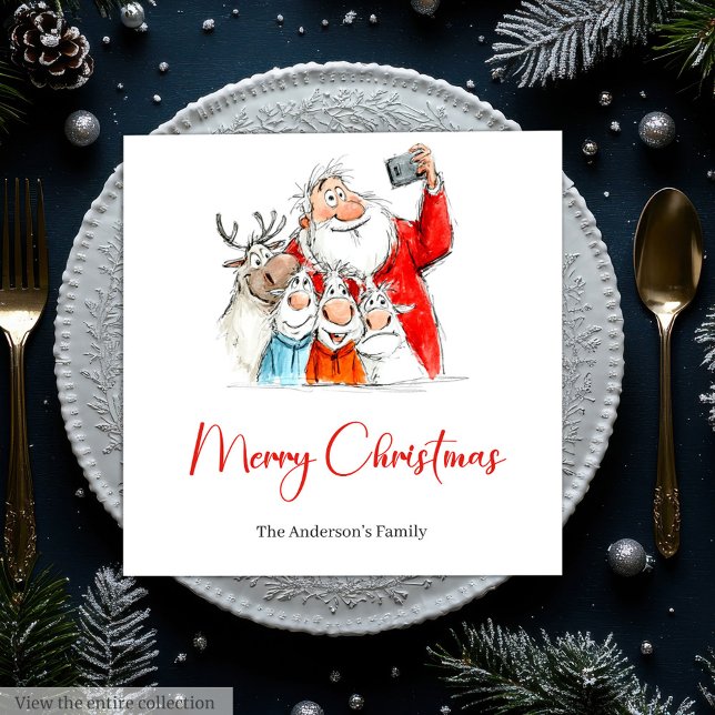 Guardanapo De Papel Personalized Funny Santa Christmas Dinner Napkins (Personalized Funny Santa Christmas Dinner Napkins)